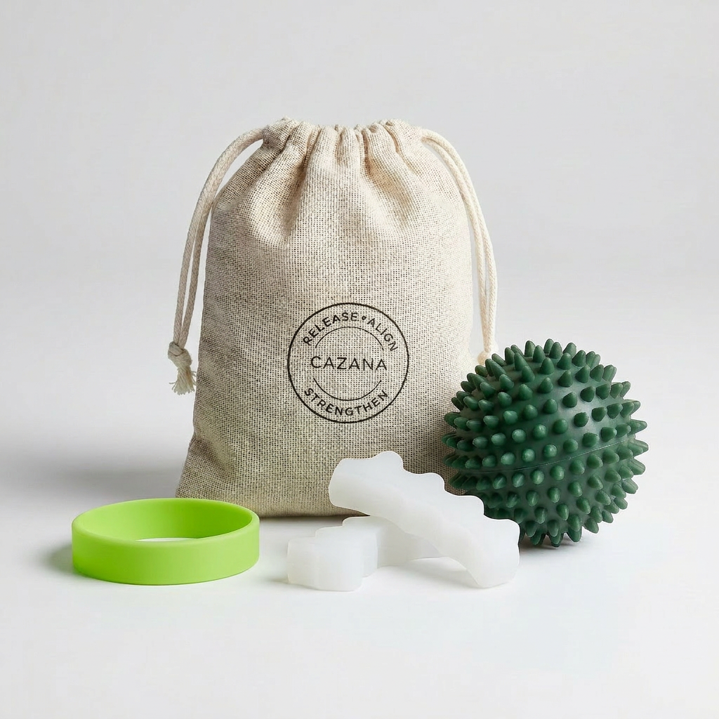 Green AirToes Foot Revive System with toe spacers, massage balls and foot mobility tools