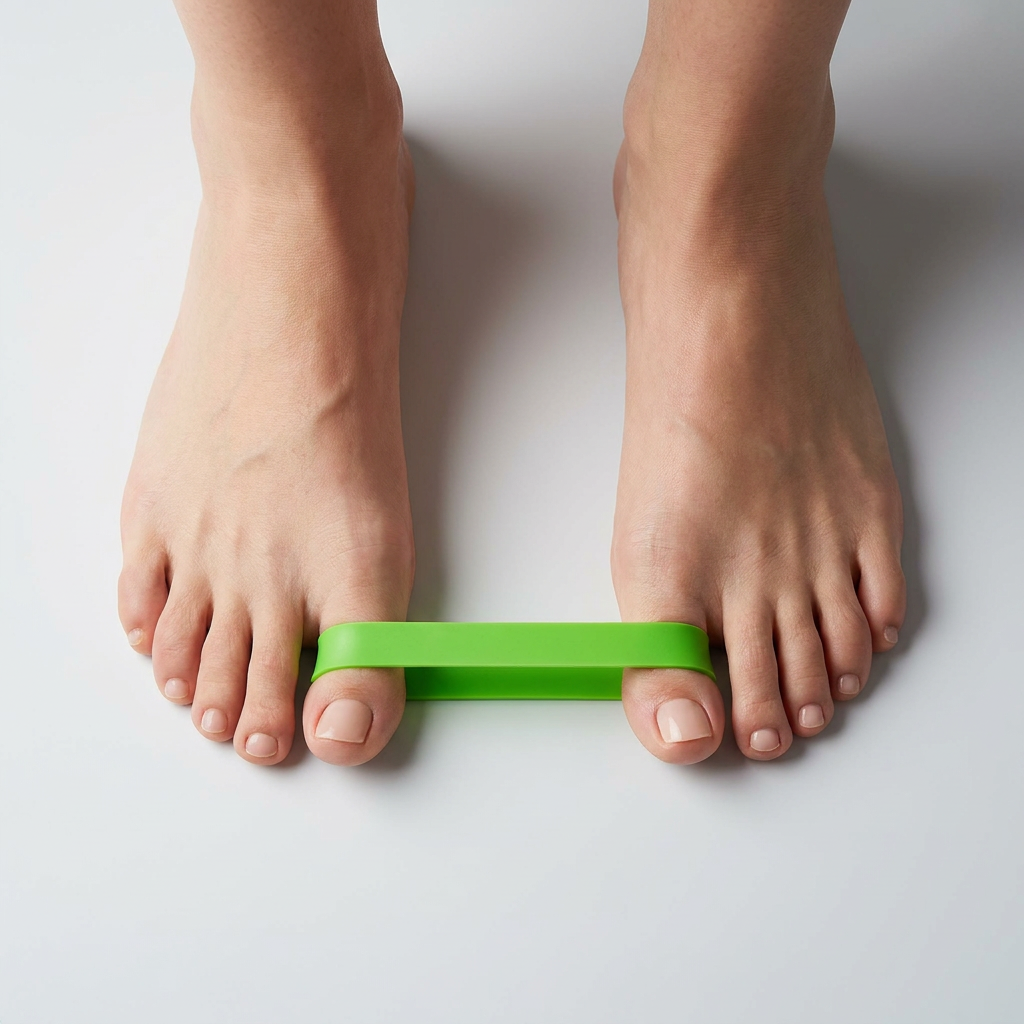 Green foot strength band for toe and foot exercise
