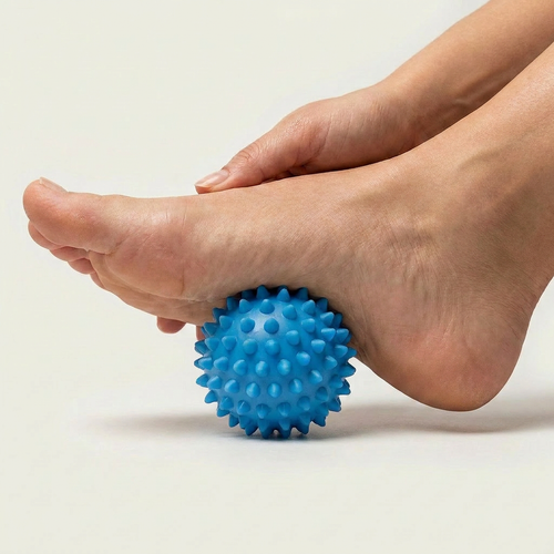 Blue foot massage ball for foot mobility and tension release
