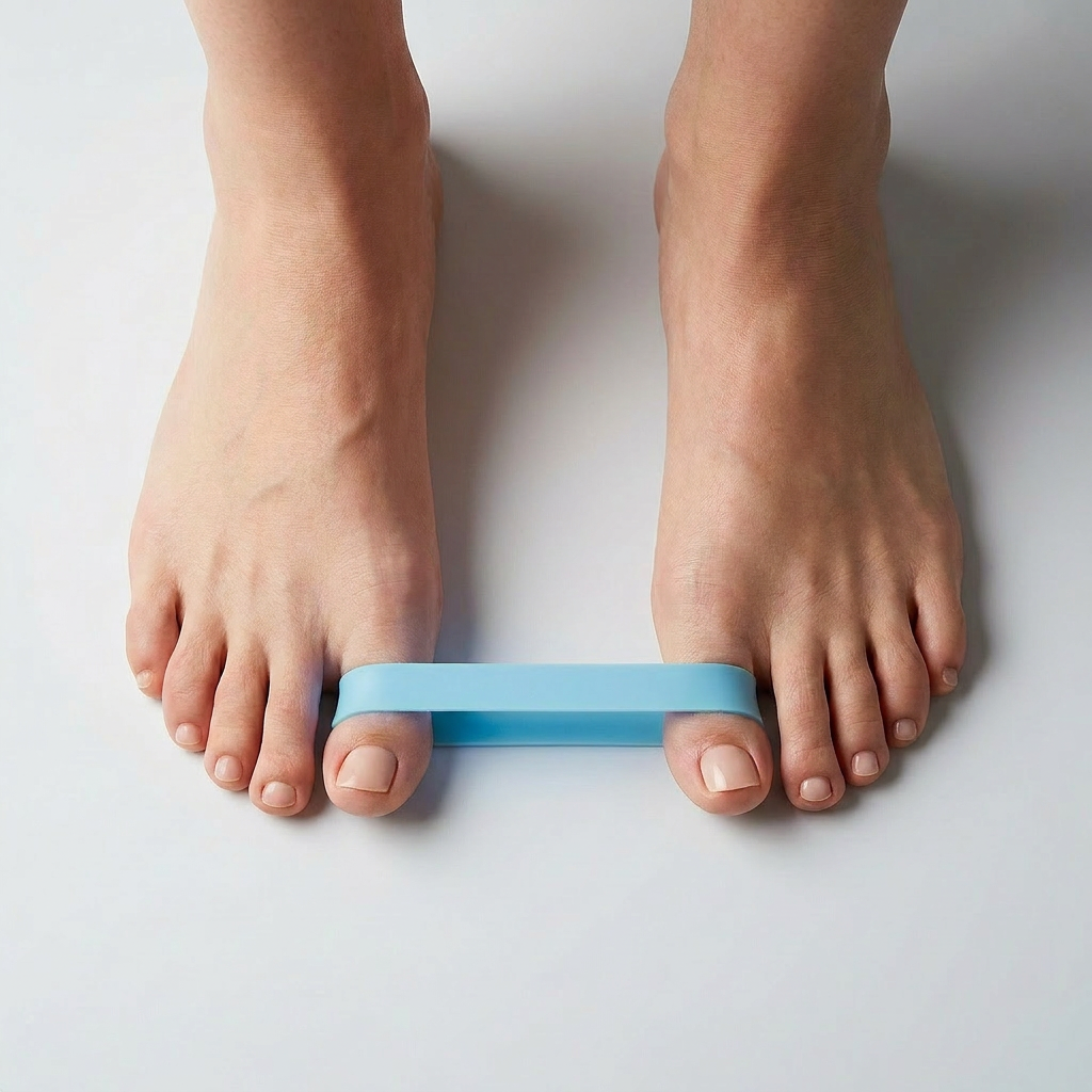 Blue resistance band included in the AirToes Foot Revive System