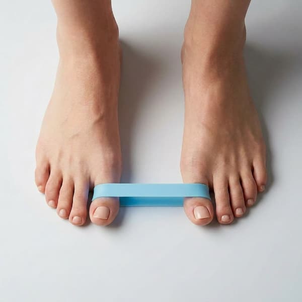 Blue resistance band included in the AirToes Foot Revive System