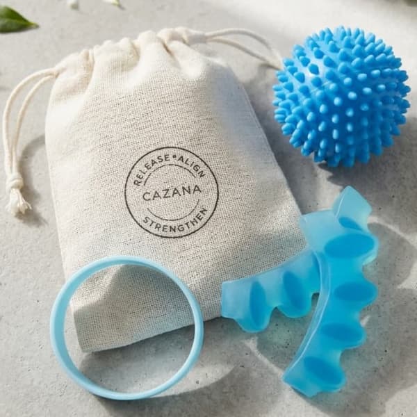 Toe spacers massage ball resistance band foot pain aches sore bunions airtoes kit in blue